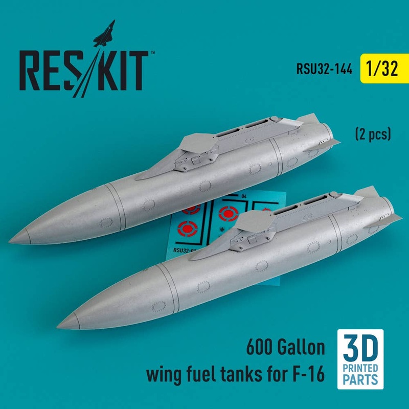 1/32 600 Gallon wing fuel tanks for F-16 (2 pcs) (3D Printed)