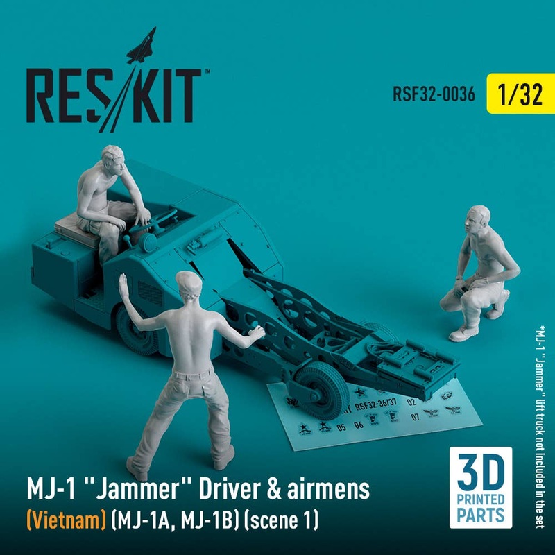 1/32 MJ-1 Jammer Driver & airmens (Vietnam) (MJ-1A,MJ-1B) (scene 1) (3 pcs) (3D Printed)