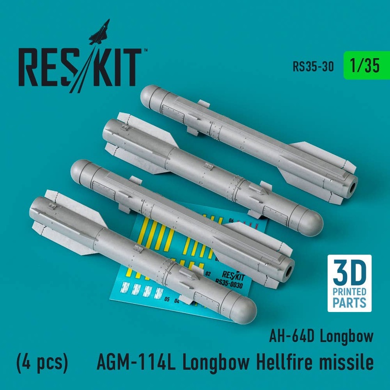 1/35 AGM-114L Longbow Hellfire missiles (4 pcs) (3D Printed)