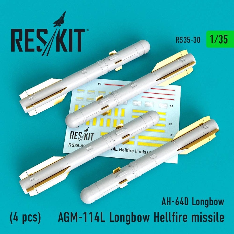 1/35 AGM-114L Longbow Hellfire missiles (4 pcs)(AH-64D Longbow) (for Kangnam, Academy)