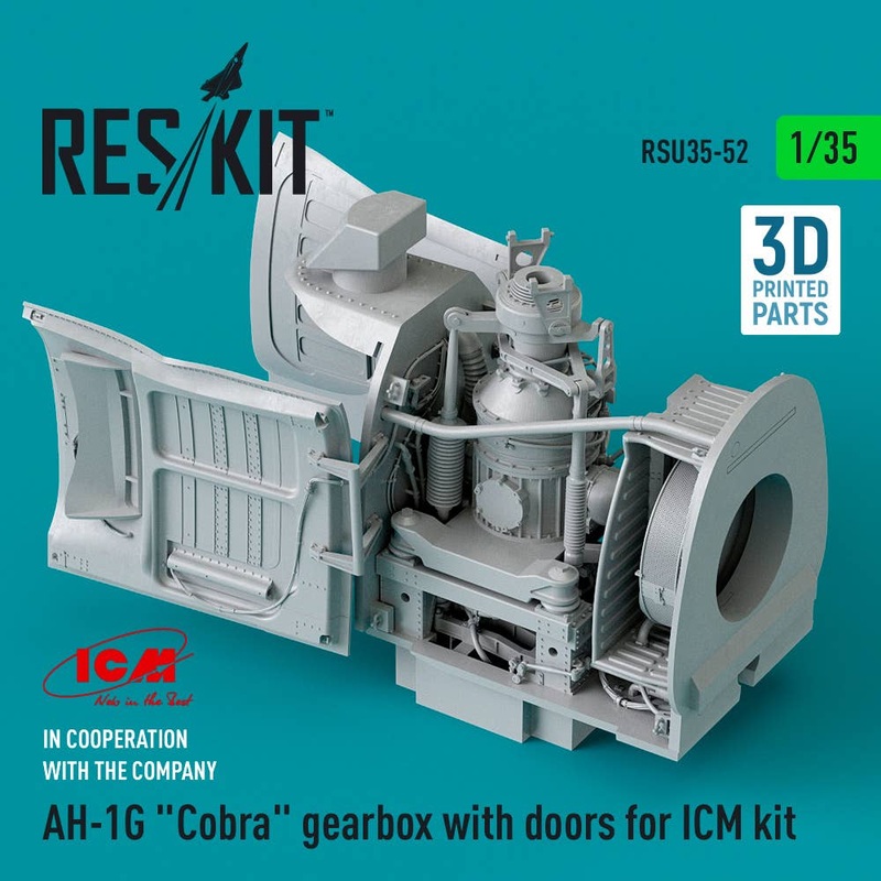 1/35 AH-1G Cobra gearbox with doors for ICM kit (3D Printed)