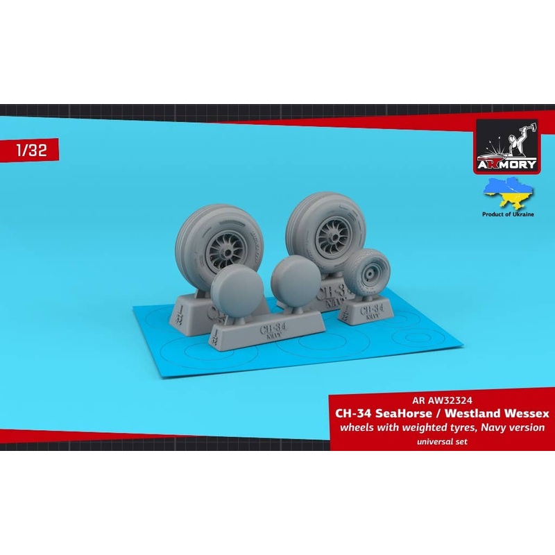 1/35 CH-34 SeaHorse (Navy version) / Westland Wessex wheels w/ weighted tyres