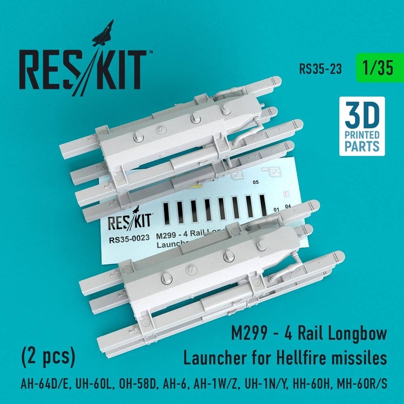 1/35 M299 - 4 Rail Longbow Launcher for Hellfire missiles (2 pcs) (AH-64D/E, UH-60L, OH-58D, AH-6, AH-1W/Z, UH-1N/Y, HH-60H, MH-60R/S) (for Kangnam, Academy, Italeri, AFV Club, KittyHawk)