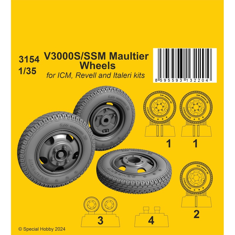 1/35 V3000S/SSM Maultier Wheels / for ICM kits