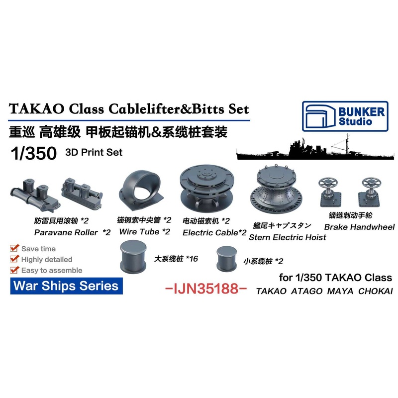 1/350 IJN TAKAO Class Cablelifter&Bitts Set