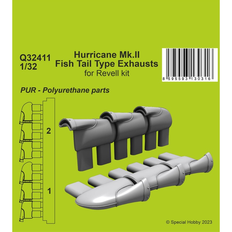 1/32 Hurricane Mk.II Fish Tail Type Exhausts