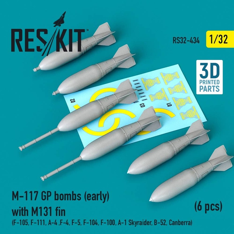 1/32 M-117 GP bombs (early) with M131 fin (6 pcs) (3D Printing)