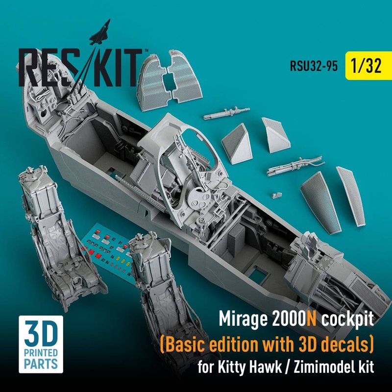 1/32 Mirage 2000N cockpit (Basic edition with 3D decals) for Kitty Hawk / Zimimodel kit (3D Printed)
