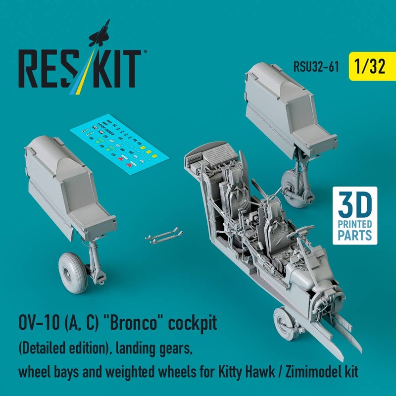 1/32 OV-10 (A, C) Bronco cockpit (Detailed edition), landing gears, wheel bays and weighted wheels for Kitty Hawk / Zimimodel kit