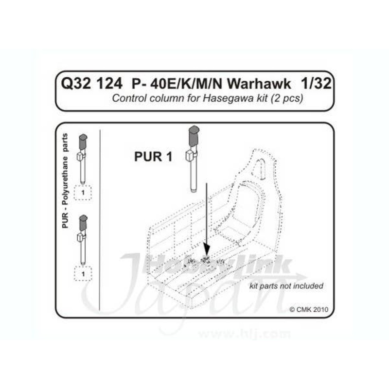 1/32 P-40E/K/M/N Warhawk Control Sticks (for Hasegawa)