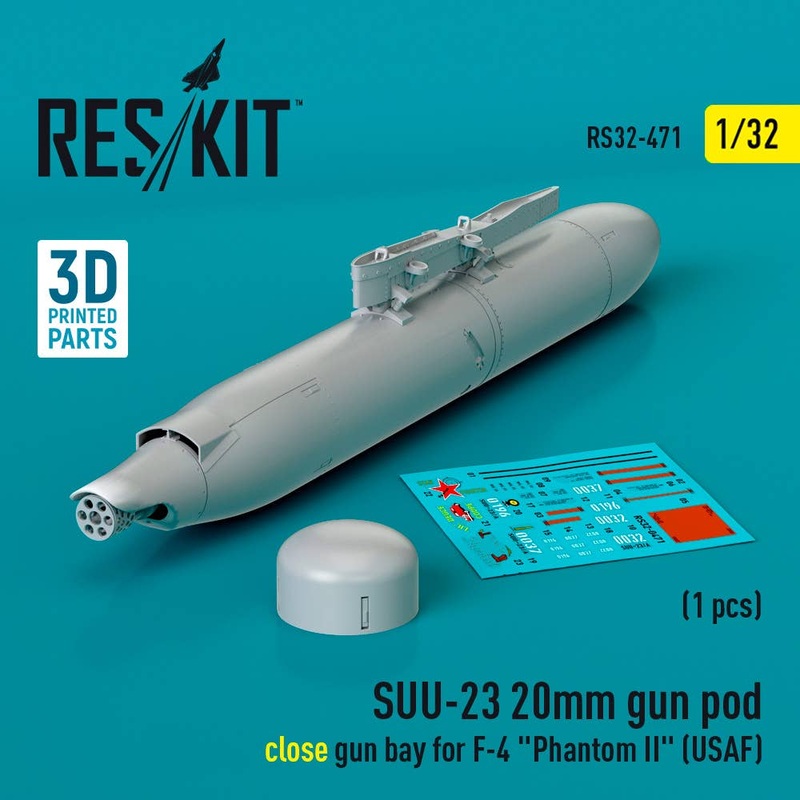 1/32 SUU-23 20mm gun pod (close gun bay) for F-4 Phantom II (USAF) (1 pcs) (3D Printed)