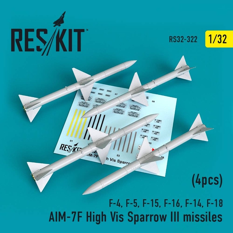 1/32 AIM-7F High Vis Sparrow III missiles (4pcs)(F-4, F-5, F-15, F-16, F-14, F-18)