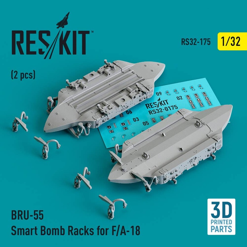 1/32 BRU-55 Smart Bomb Racks for F/A-18 (2 pcs) (3D Printed)