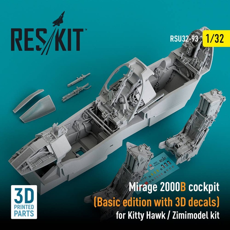1/32 Mirage 2000B cockpit (Basic edition with 3D decals) for Kitty Hawk / Zimimodel kit (3D Printed)