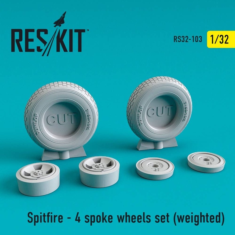 1/32 scale Spitfire - 4 spoke wheels set (weighted)