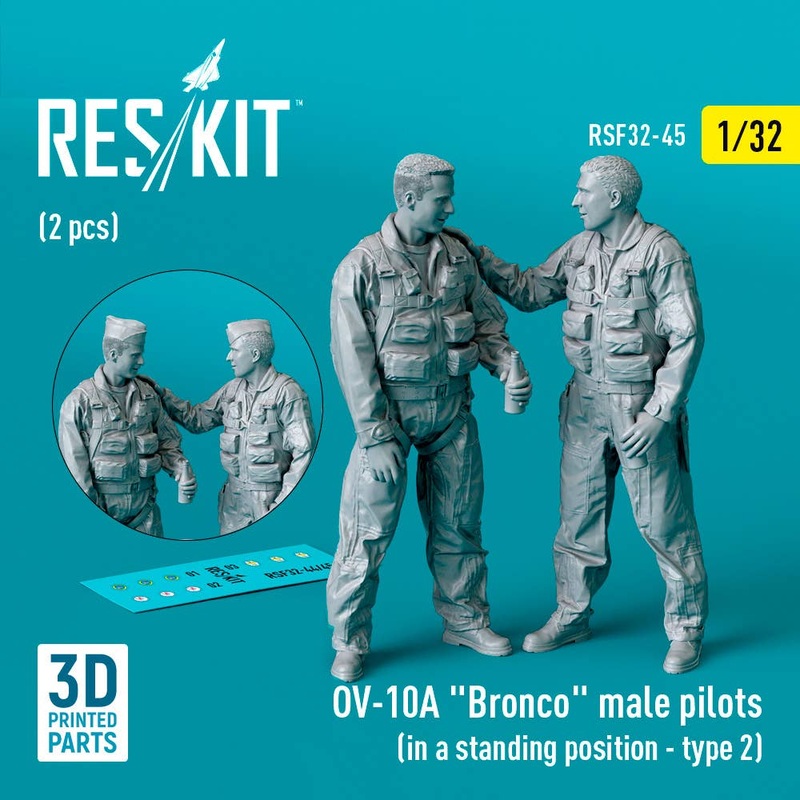 1/32 OV-10A Bronco male pilots (in a standing position - type 2) (2 pcs) (3D Printed)