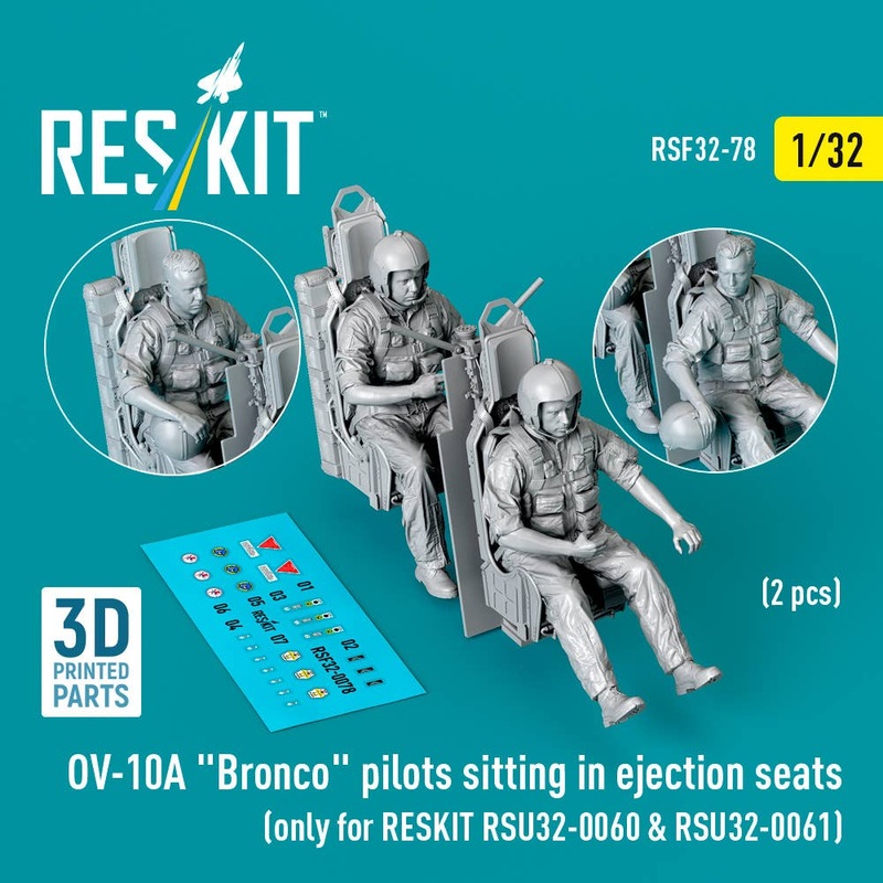 1/32 OV-10A Bronco pilots sitting in ejection seats (2 pcs) (only for RESKIT RSKU32-0060 & RSKU32-0061)