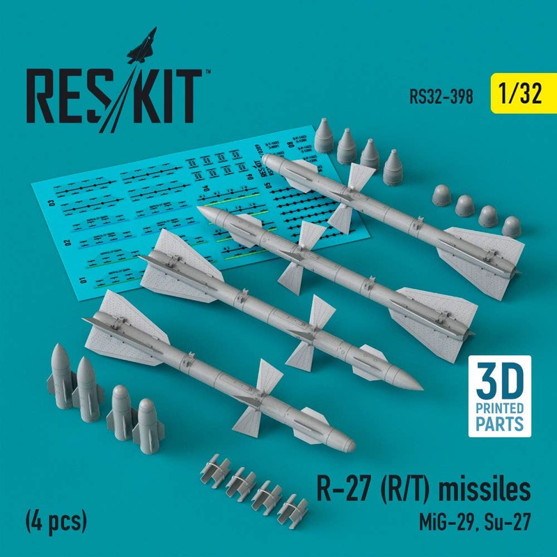 1/32 R-27 (R/T) missiles (4 pcs) (MiG-29, Su-27) (3D Printed)