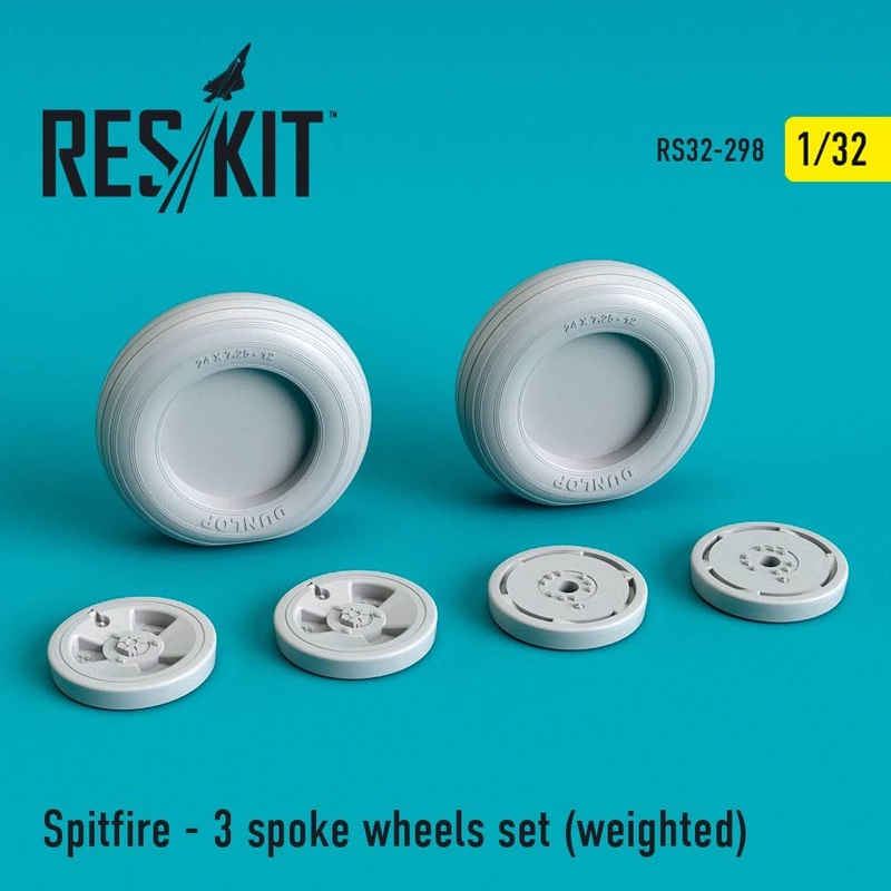 1/32 Spitfire - 3 spoke wheels set  (weighted)
