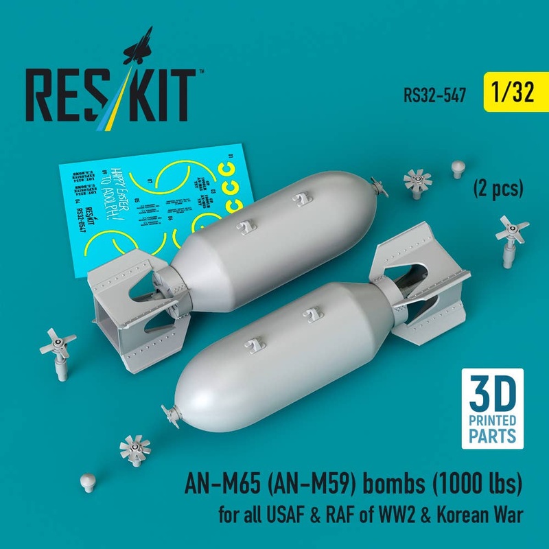 1/32 AN-M65 (AN-M59) bombs (1000 lbs) WW2 & Korean War (2 pcs) (3D Printed)