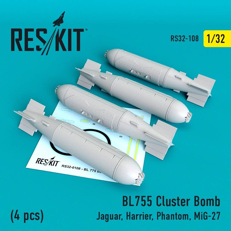1/32 BL755 Cluster Bomb (4 pcs) (Jaguar, Harrier, Phantom, MiG-27)