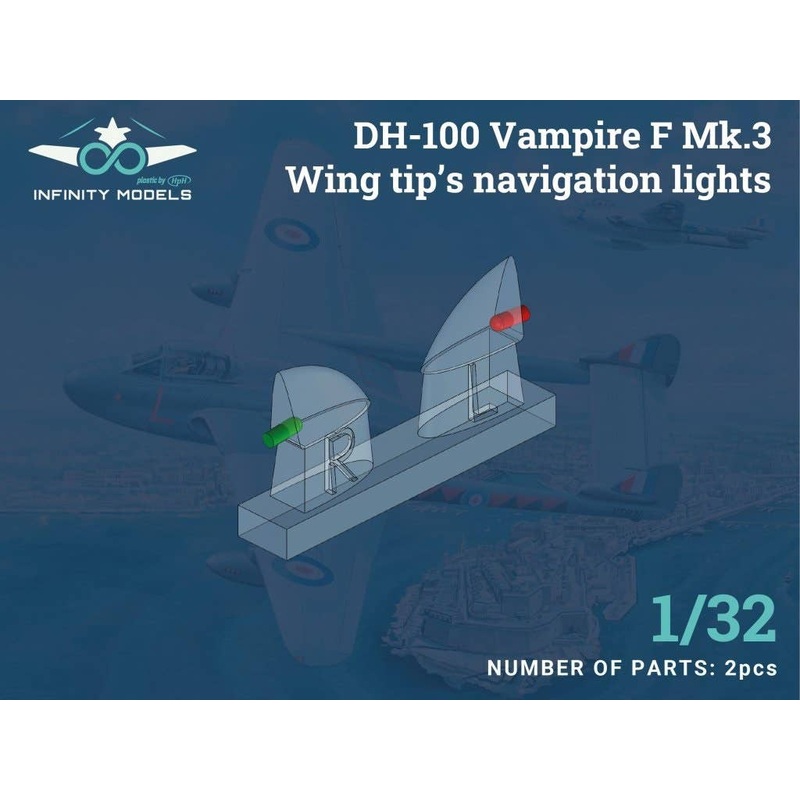 1/32 DH-100 Vampire F Mk.3 Wing tip's navigation lights (for INFINITY MODELS)