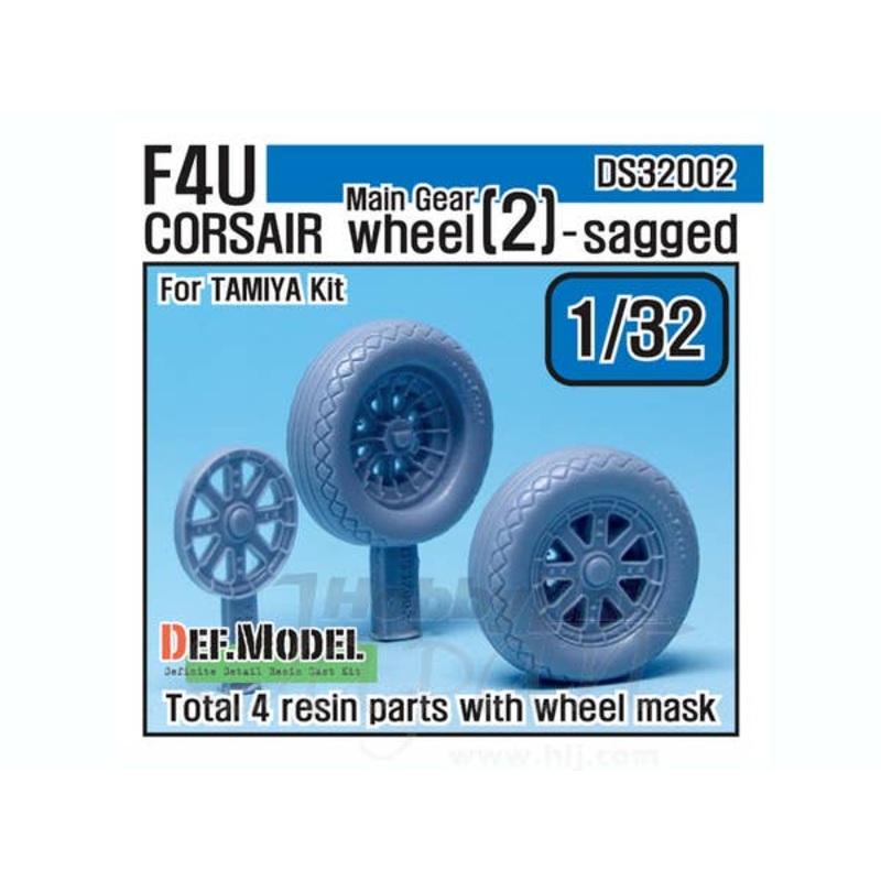 1/32 F4U-1 Corsair Wheel Set #2 Sagged (for Tamiya)