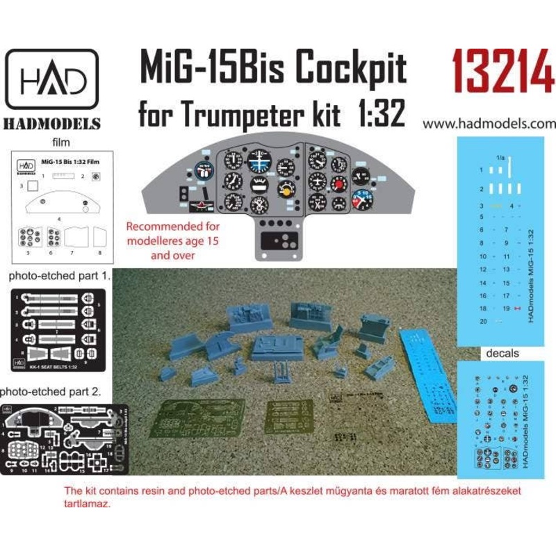 1/32 MiG-15 Bis Cockpit Set (for Trumpeter)