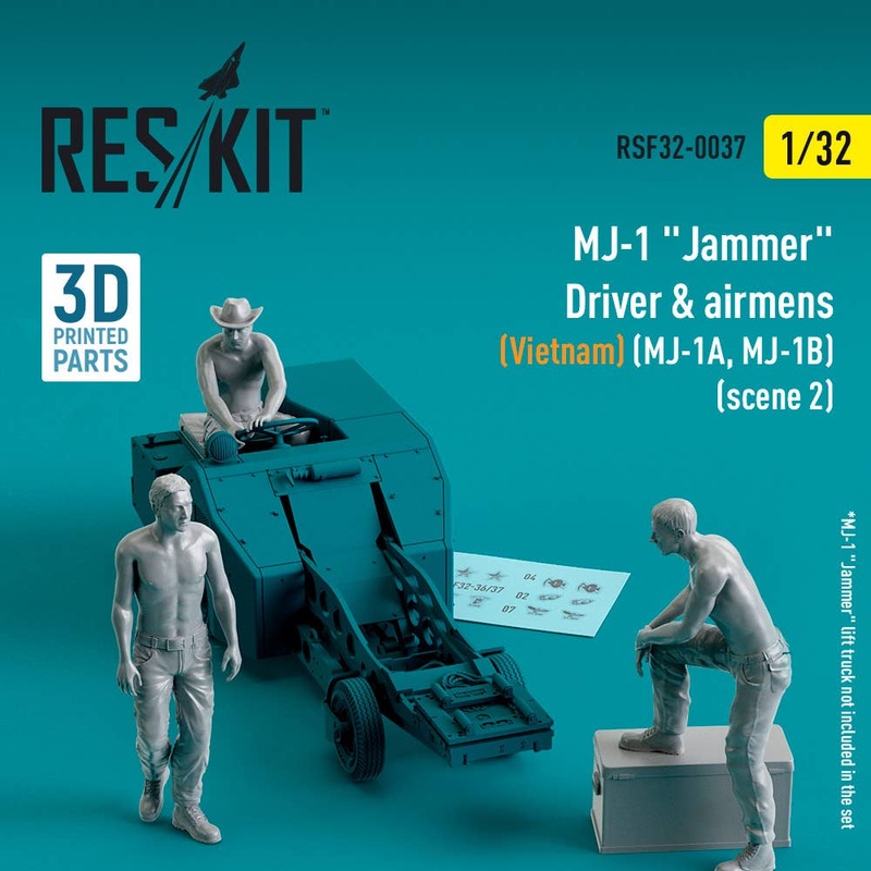 1/32 MJ-1 Jammer Driver & airmens (Vietnam) (MJ-1A,MJ-1B) (scene 2) (3 pcs) (3D Printed)