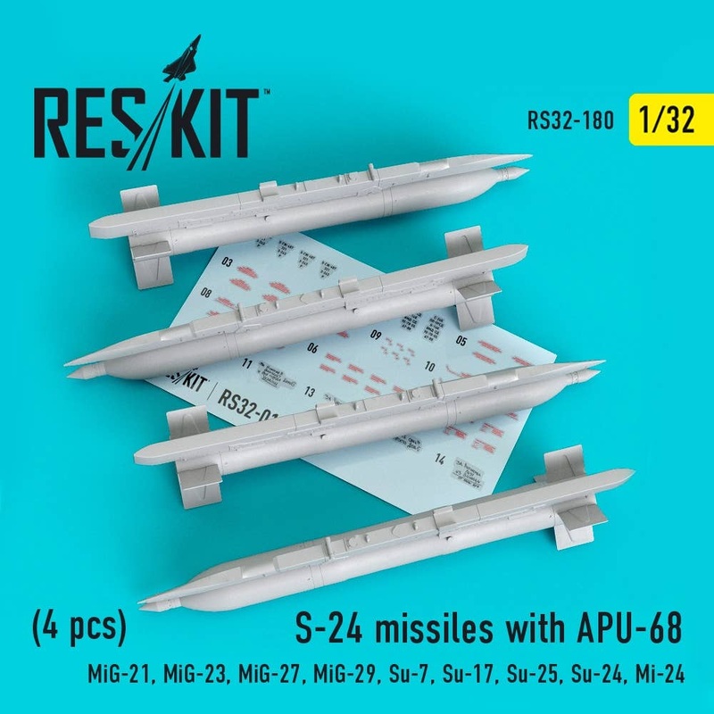1/32 S-24 missiles with APU-68 (4 pcs) (MiG-21, MiG-23, MiG-27, MiG-29, Su-7, Su-17, Su-25, Su-24, Mi-24)