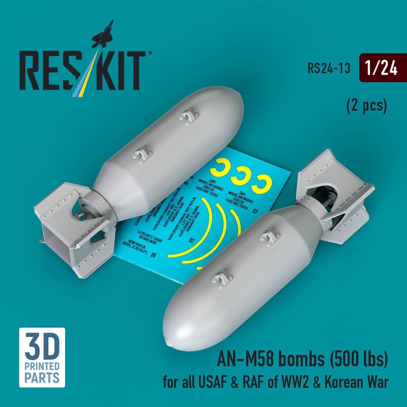 1/24 AN-M58 bombs (500 lbs) WW2 & Korean War (2 pcs) (3D Printed)