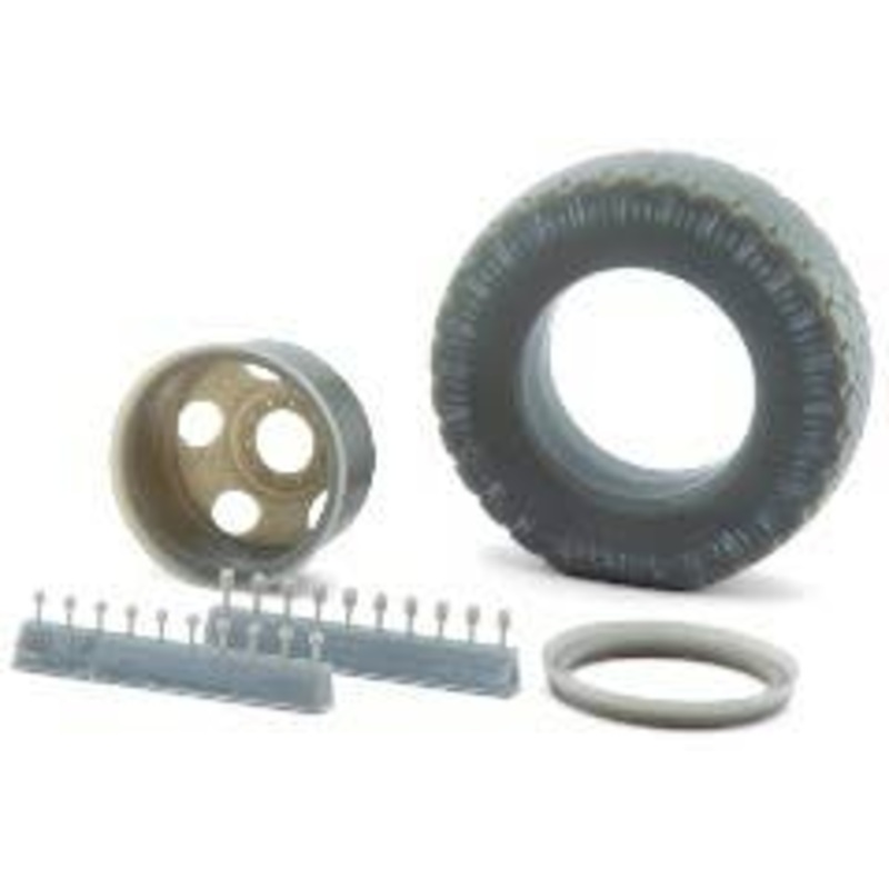 1/25 11 X 20 Wheel Set for Trucks (Wheels, Tires, Single & Double Nut Bolts) 1 Set