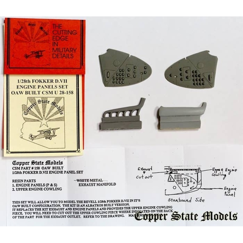 1/28 Fokker D.VII Engine Panels Set, Oaw Built