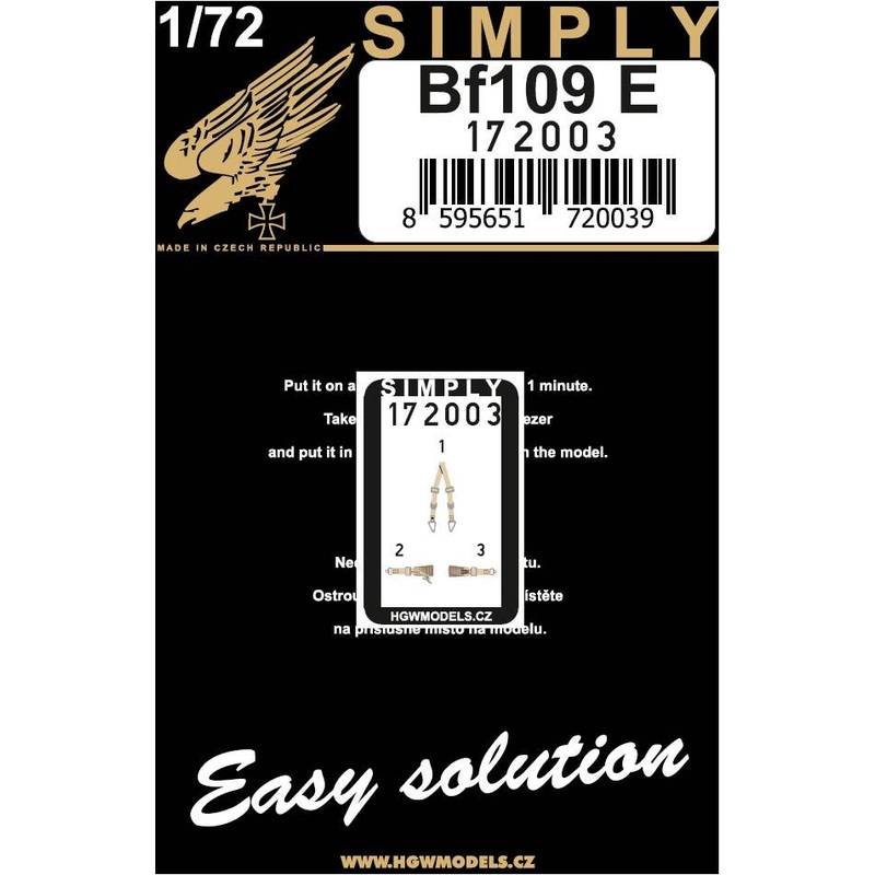 1/72 Bf109E 3D decal seatbelts