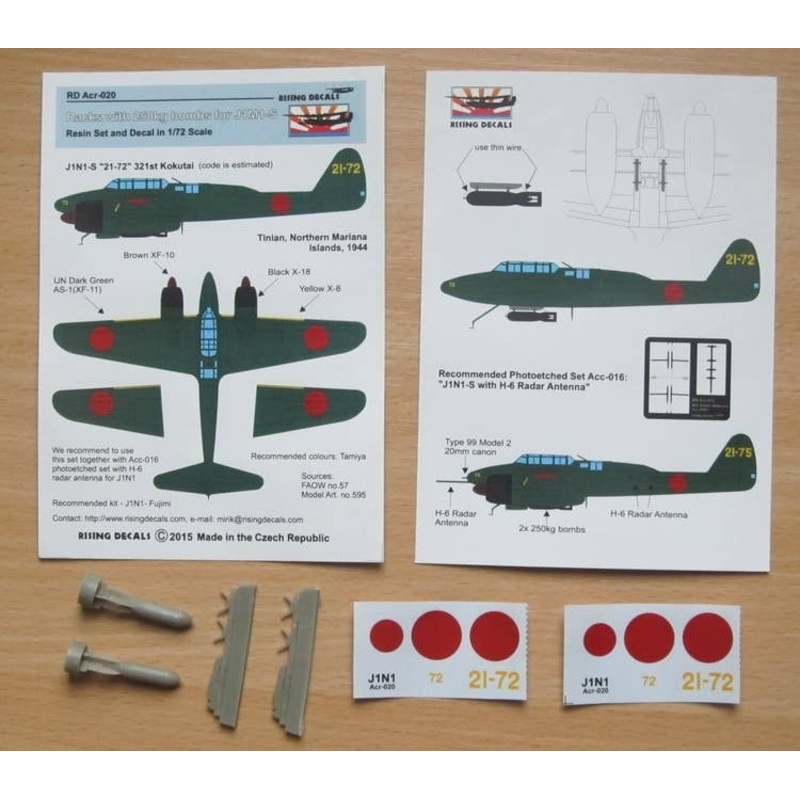 1/72 Bomb Racks + 250 kg Bombs for J1N1-S
