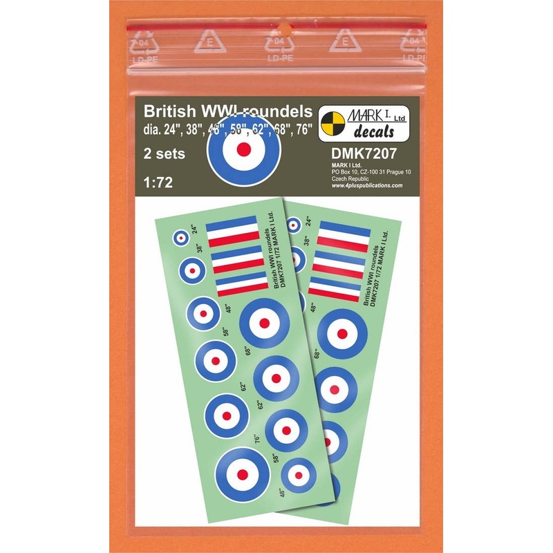 1/72 British WWI roundels, 2 sets