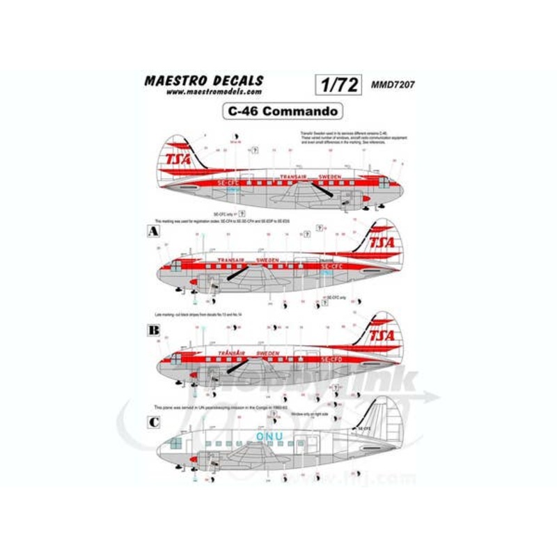 1/72 C-46 Commando Decal TransAir
