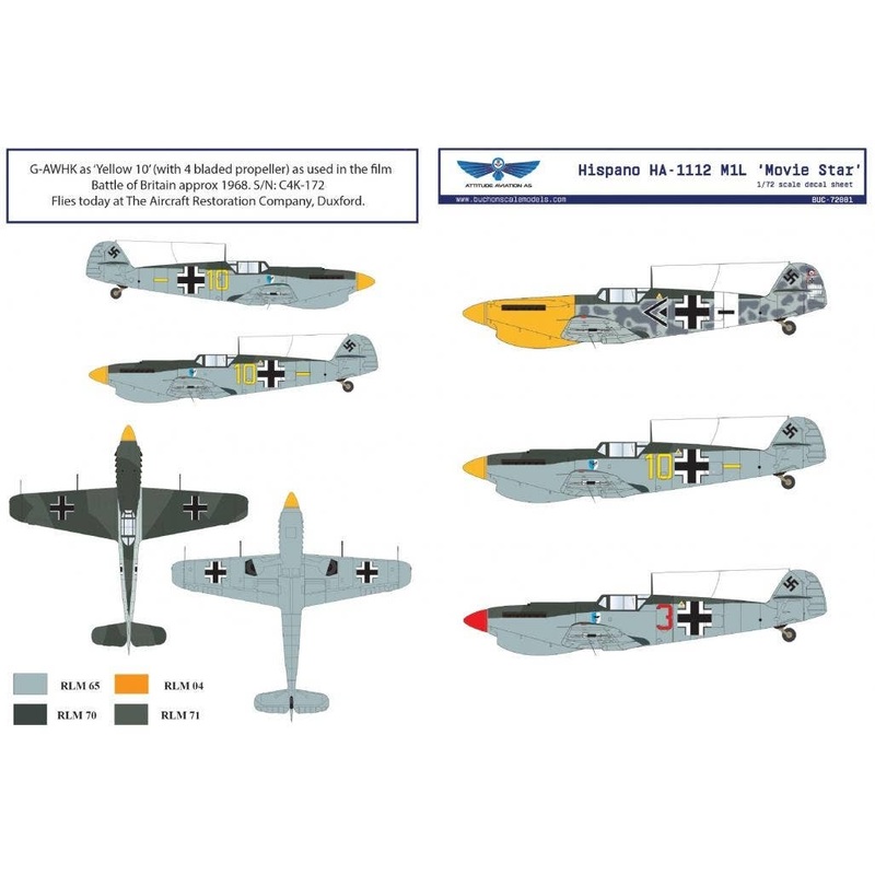 1/72 Hispano HA-1112 M1L Movie Star decal sheet