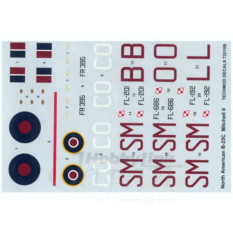 1/72 North American B-25C Mitchell II Decals