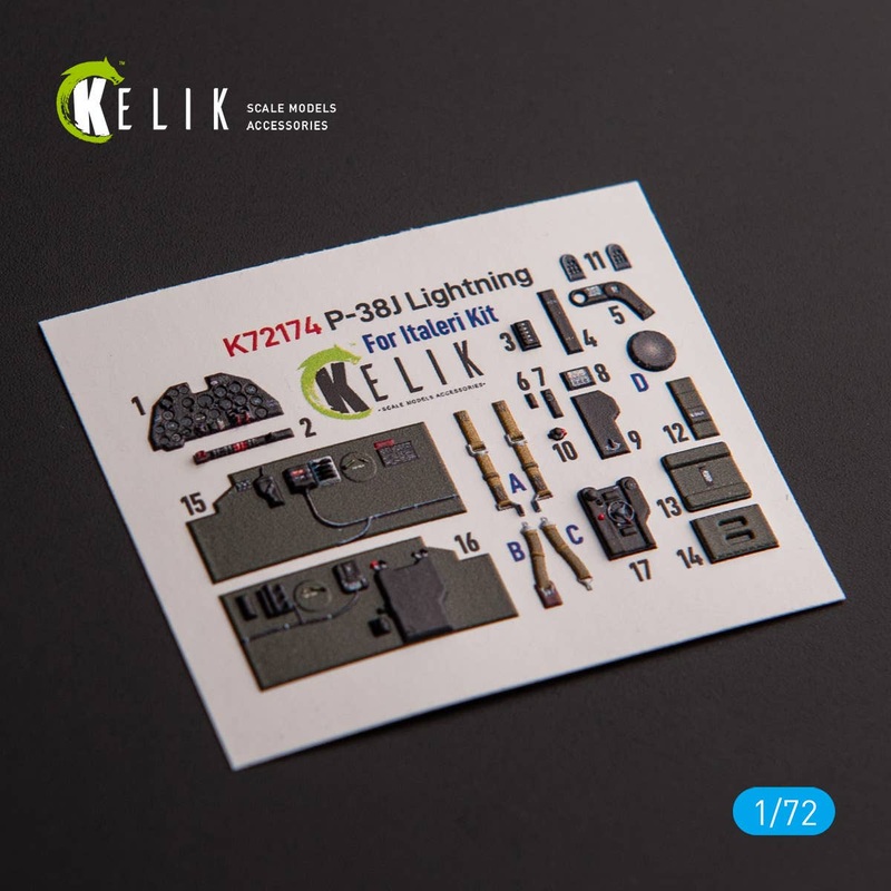 1/72 P-38J Lightning - interior 3D decals for Italeri/Academy
