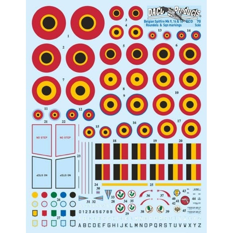 1/72 Spitfire Roundels Mk IX, Mk XIV & Mk XVI & Sqn Markings