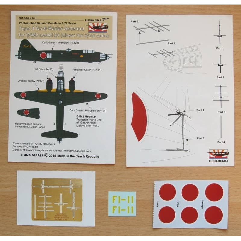 1/72 Type 3 Ku-6 Radar Antenna (above the Nose Cone) for G4M2 Model 24