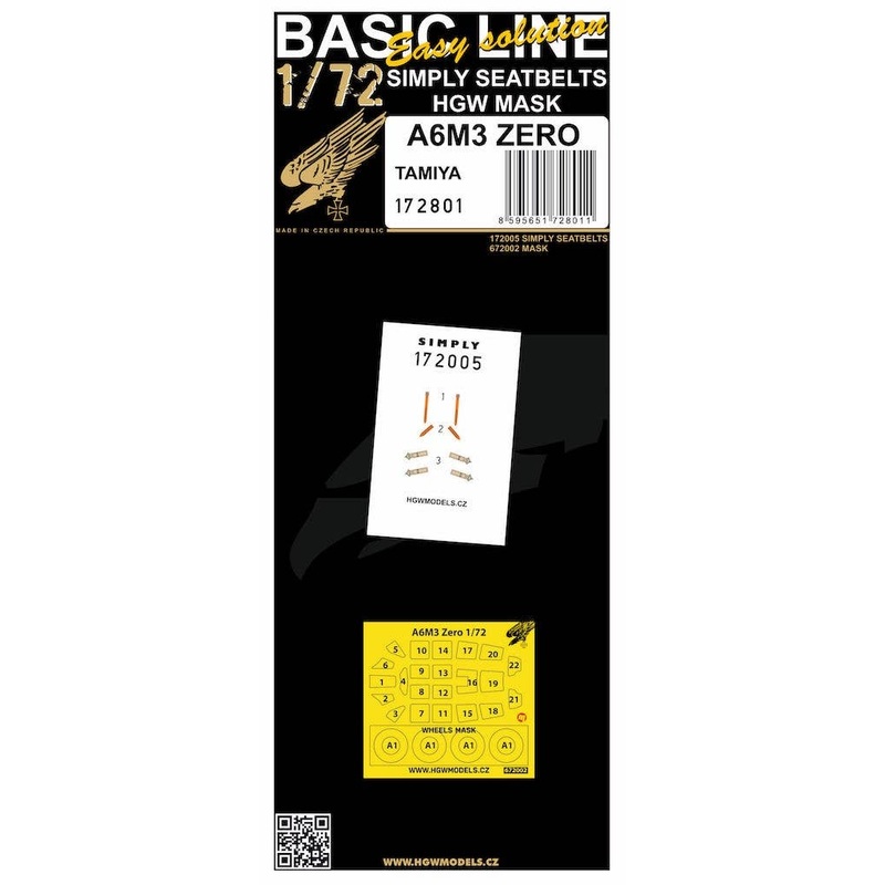 1/72 A6M3 Zero (BASIC LINE: seatbelts + masks / for Tamiya)