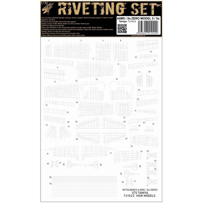 1/72 A6M5/5a Zero rivet decal (for Tamiya)