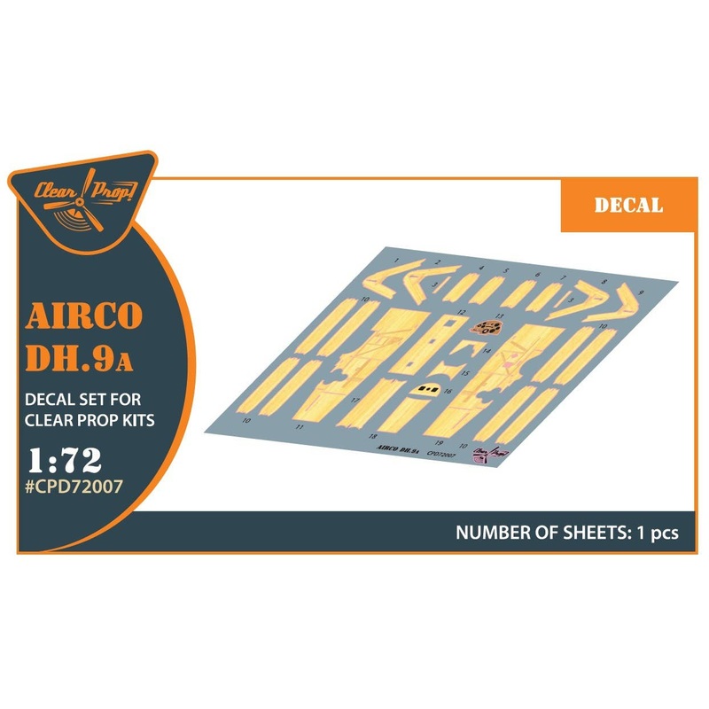 1/72 Airco DH.9a decal set for Clear Prop! Kits