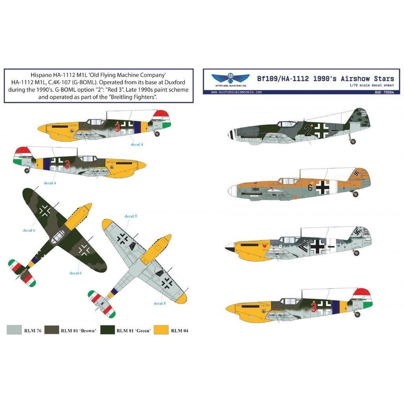 1/72 Bf 109/HA-1112 1990s Airshow Star Decals