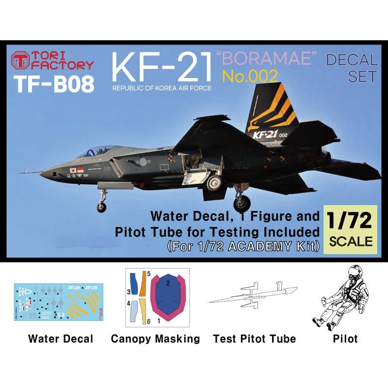 1/72 Current Use Korean Air Force KF-21 Borame Stealth Fighter 002 Decal Set with Measurement Probe (for Academy)