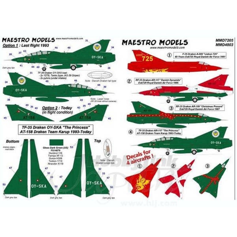 1/72 F-35 Draken A-009 Lisbon 725 40 Years Esk725 Royal Danish AF 1991