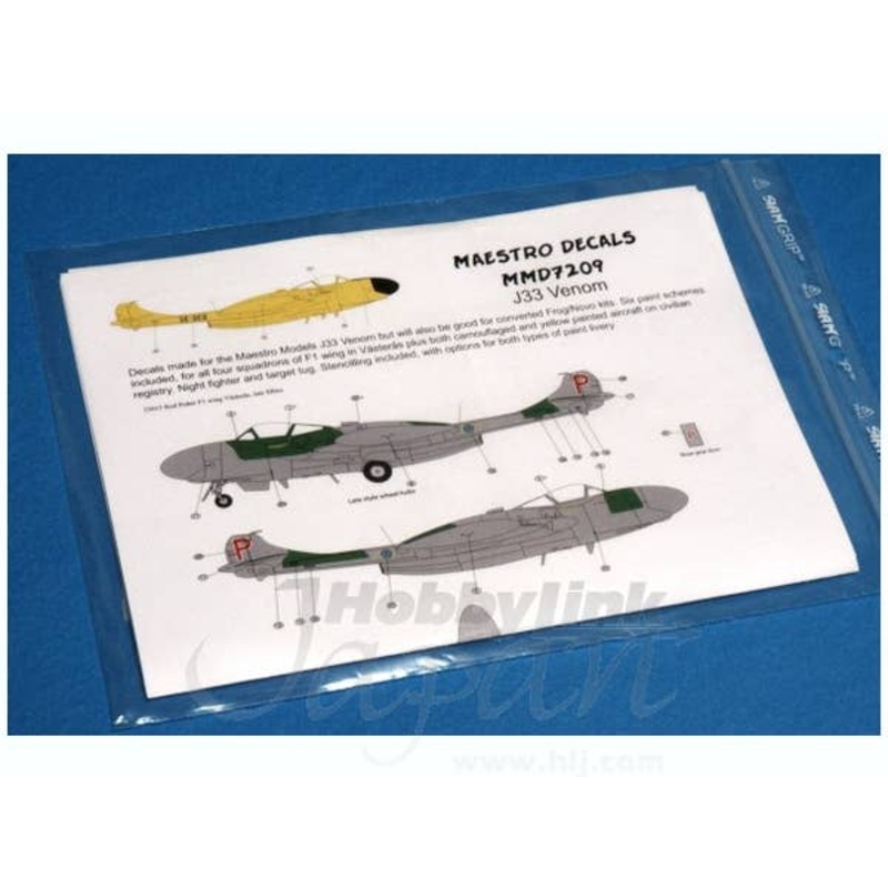 1/72 J33 Venom Swedish Airforce Decal