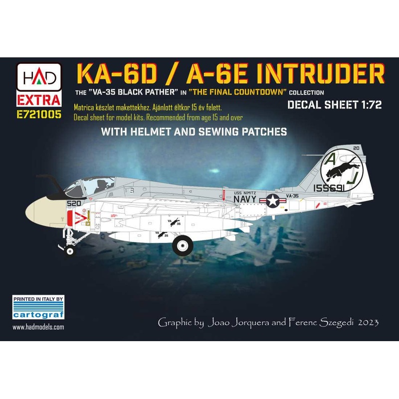 1/72 KA-6D/A-6E Intruder VA-35 Black Panther decal w/helmet and patch decals